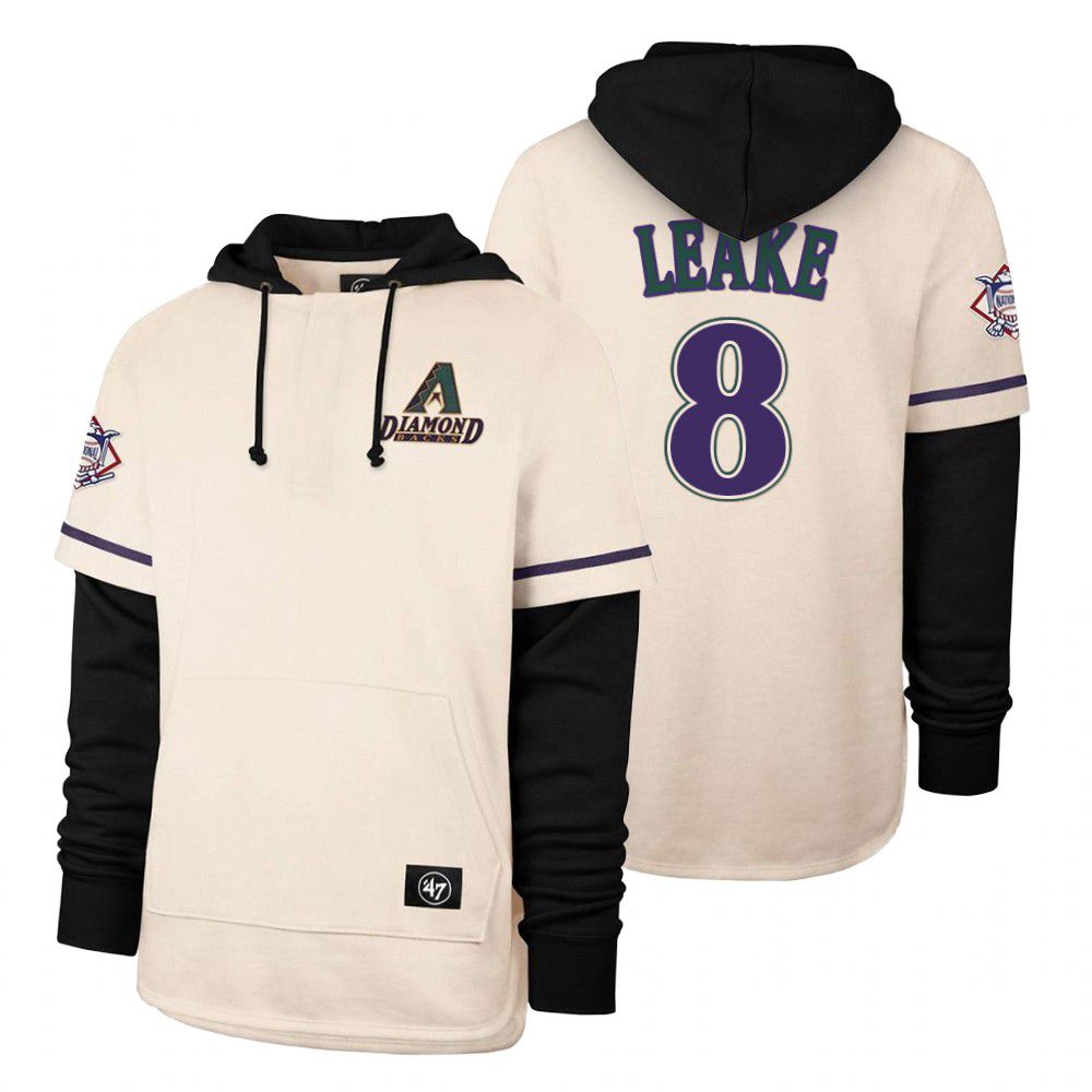 Men Arizona Diamondback #8 Leake Cream 2021 Pullover Hoodie MLB Jersey